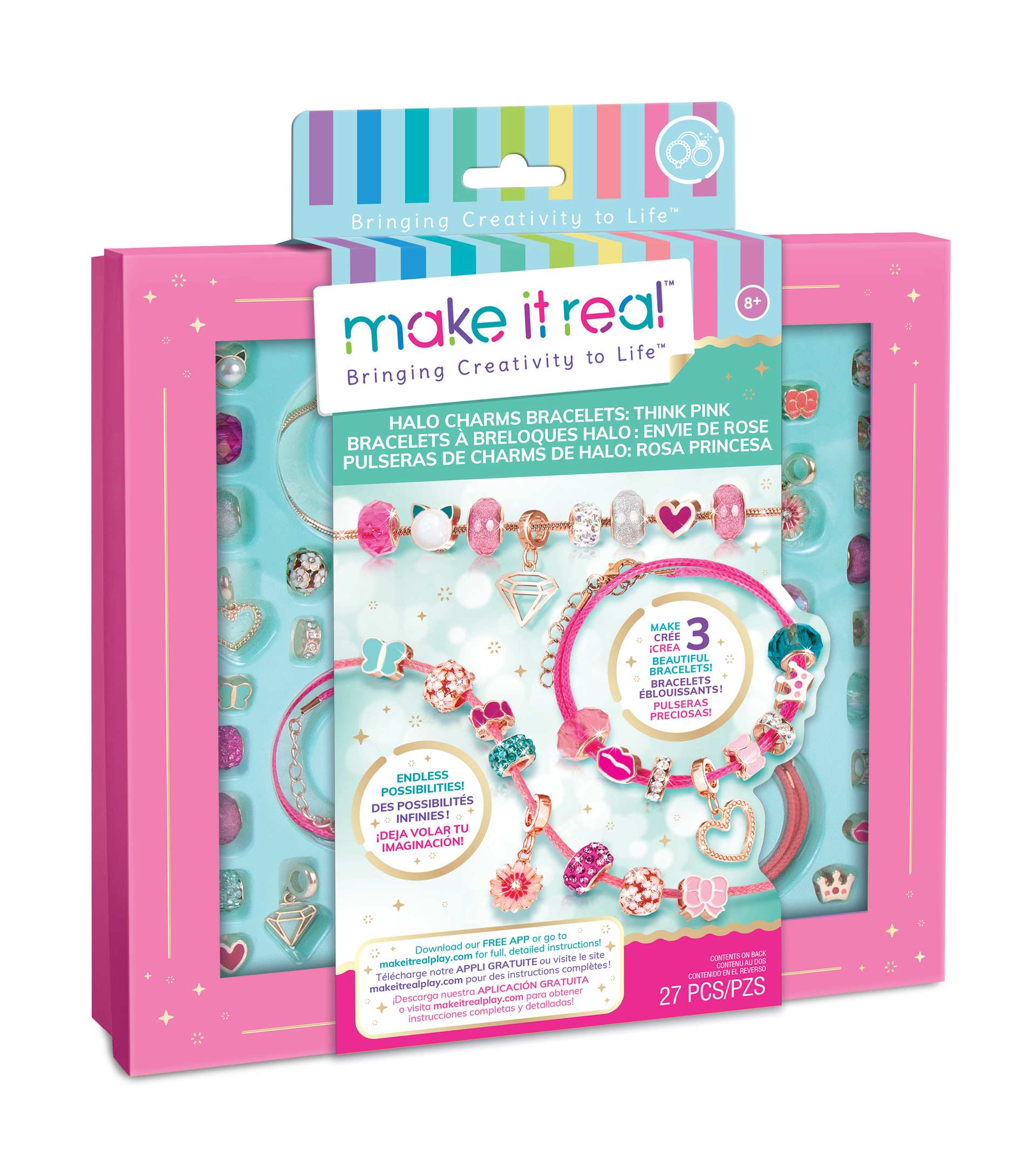 Make It Real Diy 1722 Pulseras Con Dijes Halo: Piensa En Rosa