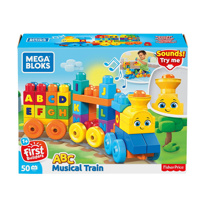 Mattel Fisher Price Fwk22 Mega Blocks Set Tren Muscial Abc