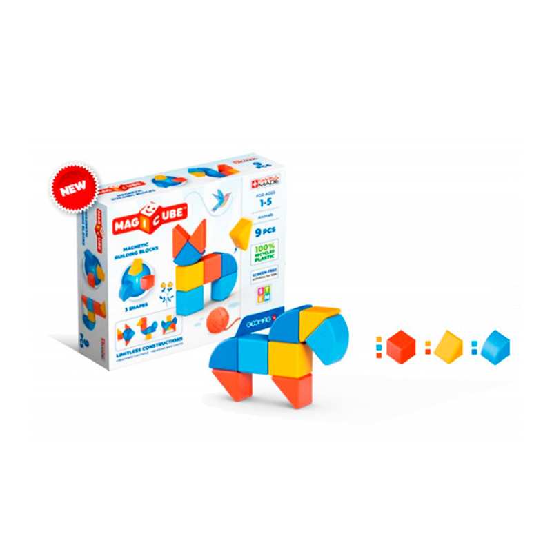 Geomag Magicube #201 Cubos Magneticos 3 Formas Animales 9 Pcs