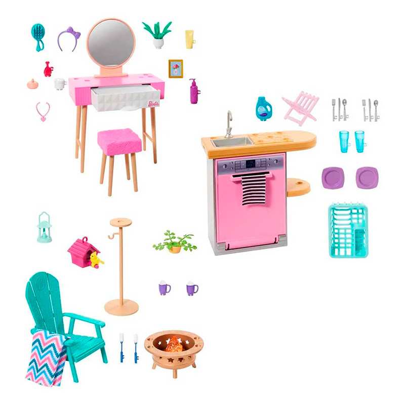 Mattel Barbie Hjv32 Set De Muebles Y Decoraciones Surtido