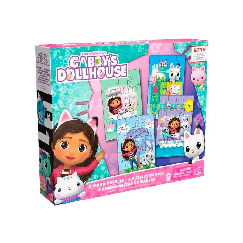 Spin Master Gabby'S Dollhouse 6067990 Set De 4 Rompecabezas De Madera