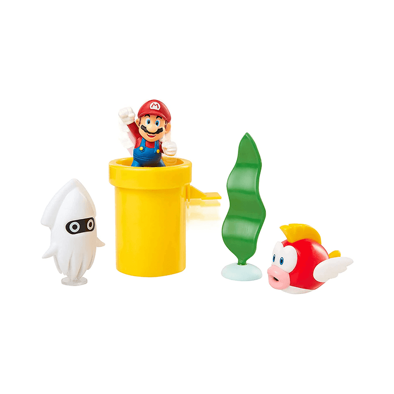 Jakks Pacific Nintendo 400164 Super Mario Set Figura 2,5 Plg Diorama Subacuático