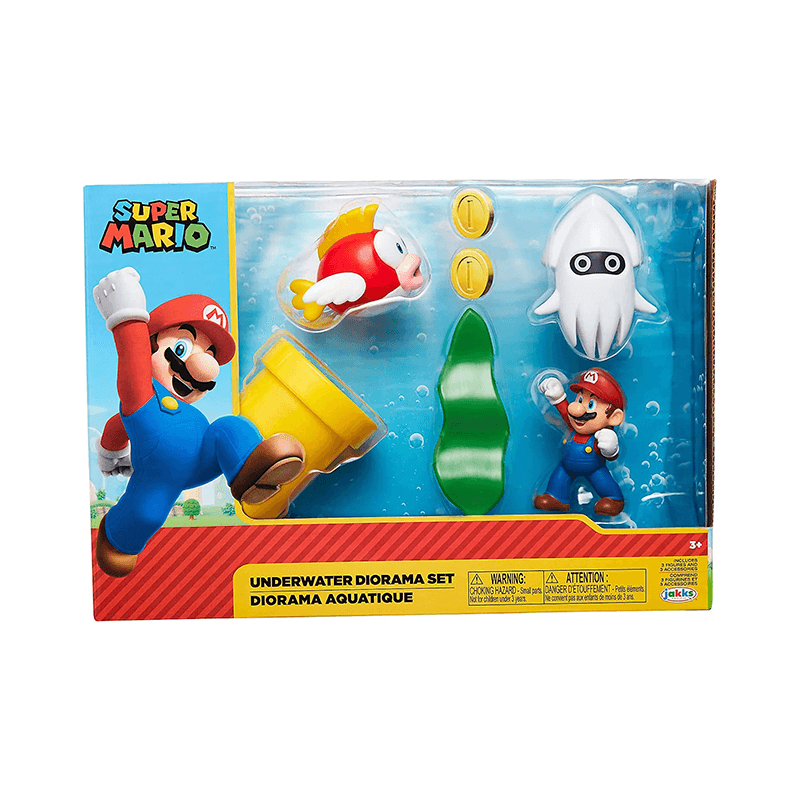 Jakks Pacific Nintendo 400164 Super Mario Set Figura 2,5 Plg Diorama Subacuático