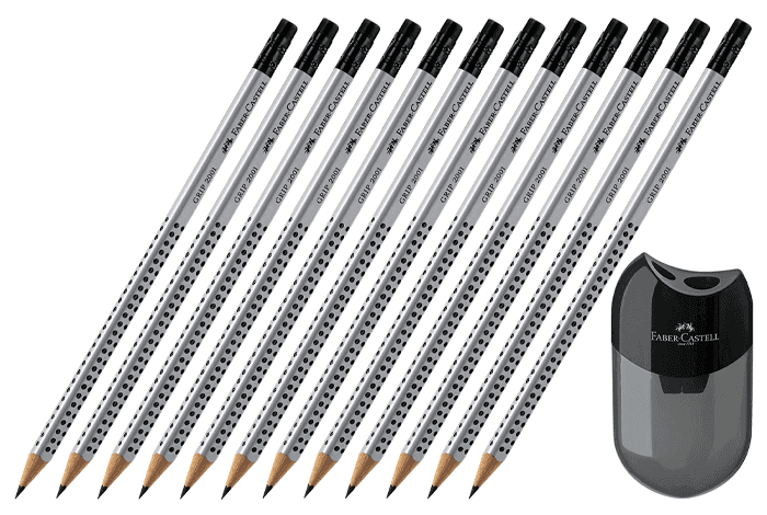 Faber Castell  Fc117200 Grip 2001 Lápiz Negro Con Borrador 12 Unidades