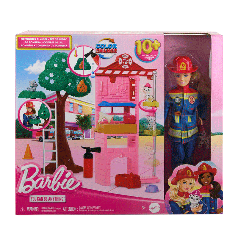 Mattel Barbie Hrg55-0 Muñeca Con Atuendo De Bombera Con Sus Acceorios Y Mascota