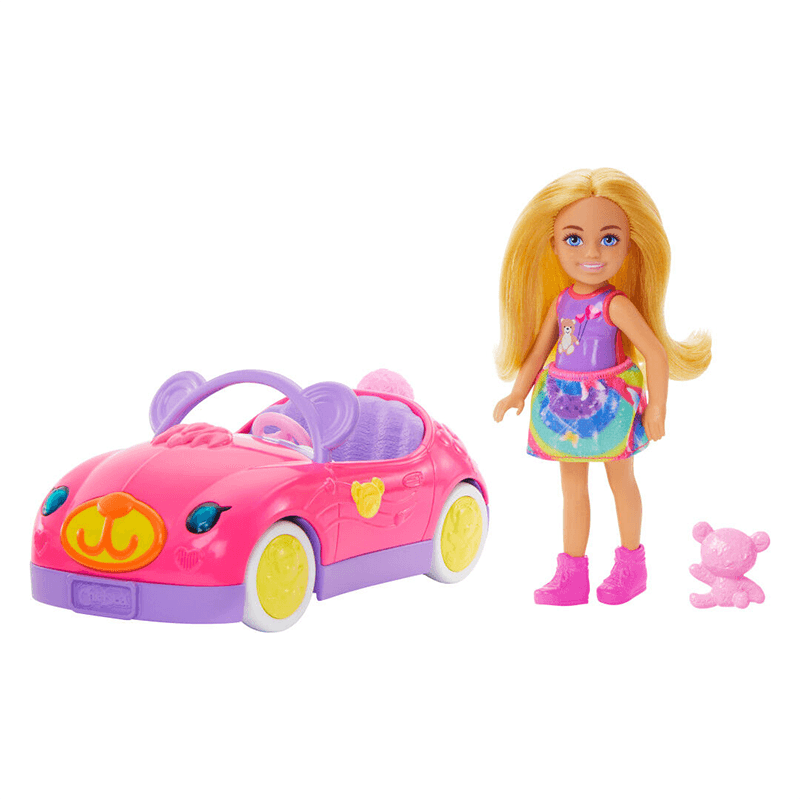 Mattel Barbie Hxn05 Play Set De Muñeca Barbie Chelsea, Coche De Juguete Y Osito De Peluche