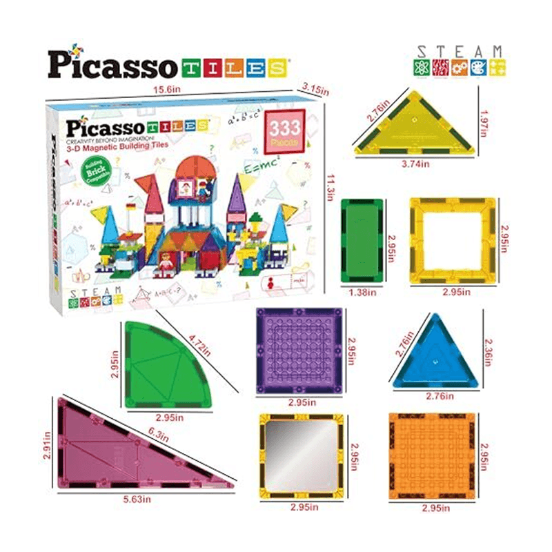 Picasso Magnetic Tiles Ptl333 Juego De Azulejos 333Pcs