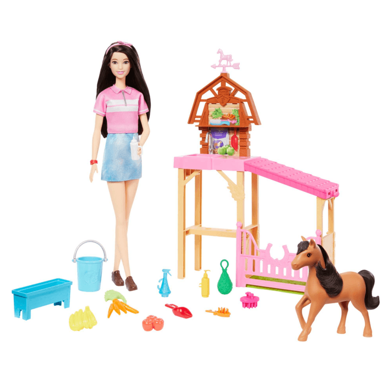 Mattel Barbie Hxj40 Muñeca Set De Juego Cuidado De Caballo