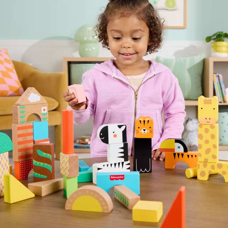 Mattel Fisher Price Jfg11 Juego De Bloques Selva De Madera