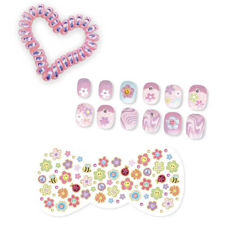 Hot Focus 30Gf Set De U–as Con Pegatinas / Colas Con Pulsera Groovy Flower