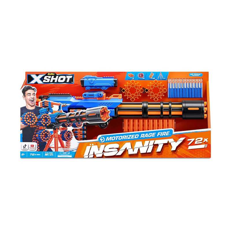 Zuru Xshot 36605 Insanity Serie 1 Ð Ametralladora Rage Fire Motorizada 72 Dardos