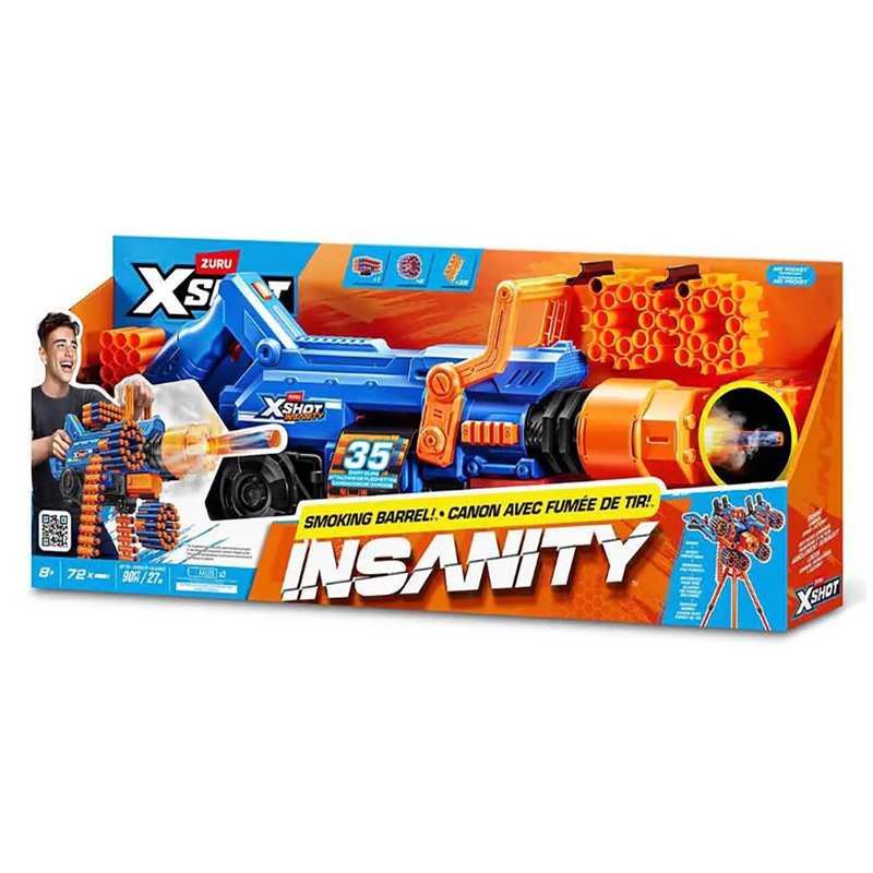 Zuru Xshot 36823 Lanzador X Shot Insanity Serie 1 Smoking Barrel 72 Dardos