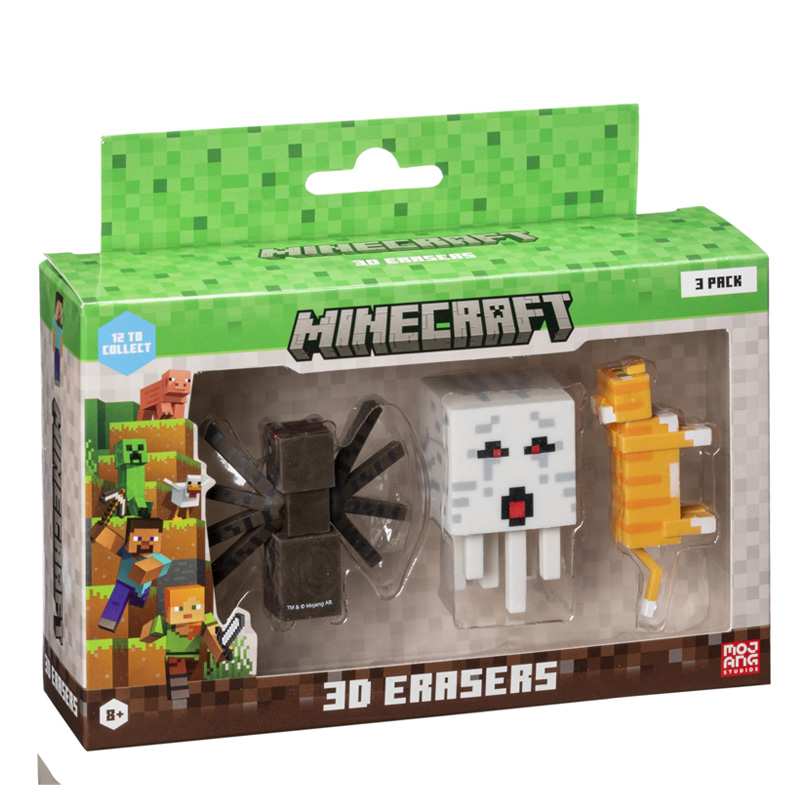 Pmi Kind Word Minecraft Mc4021 Set Minecraft 3D Erasers 3 Piezas