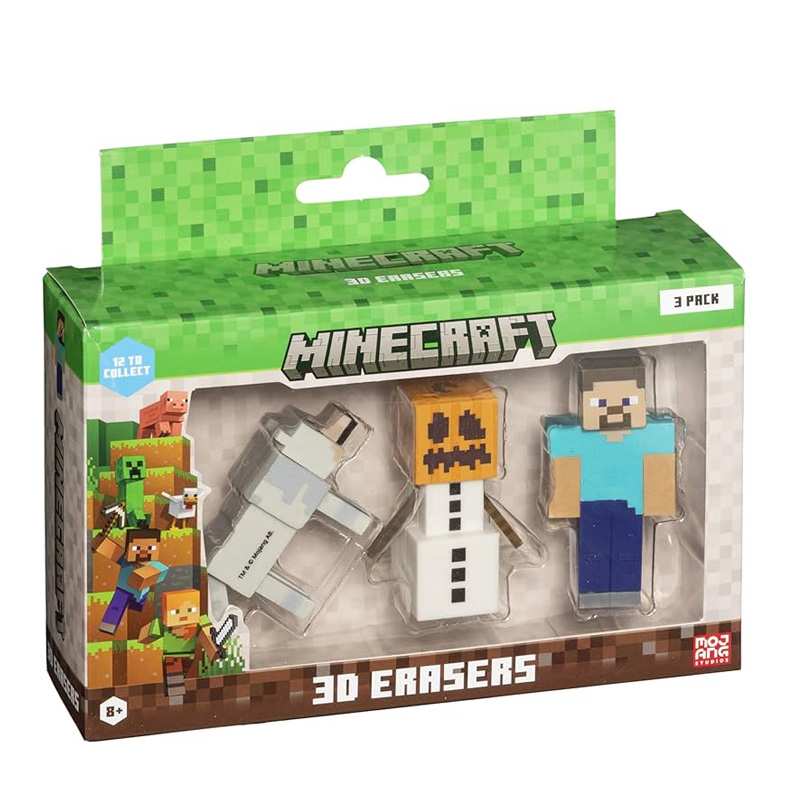 Pmi Kind Word Minecraft Mc4021 Set Minecraft 3D Erasers 3 Piezas