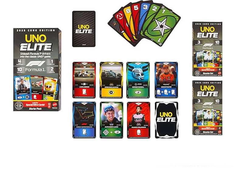 Mattel Games Jlv42 Uno Elite Racing 25 Paquete Inicial
