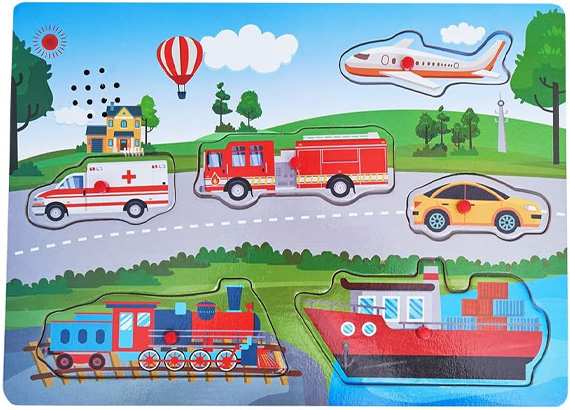 Kids Hits Eco toys Kh20-073 Rompecabezas De Madera De Clavijas Vehiculos De La Ciudad