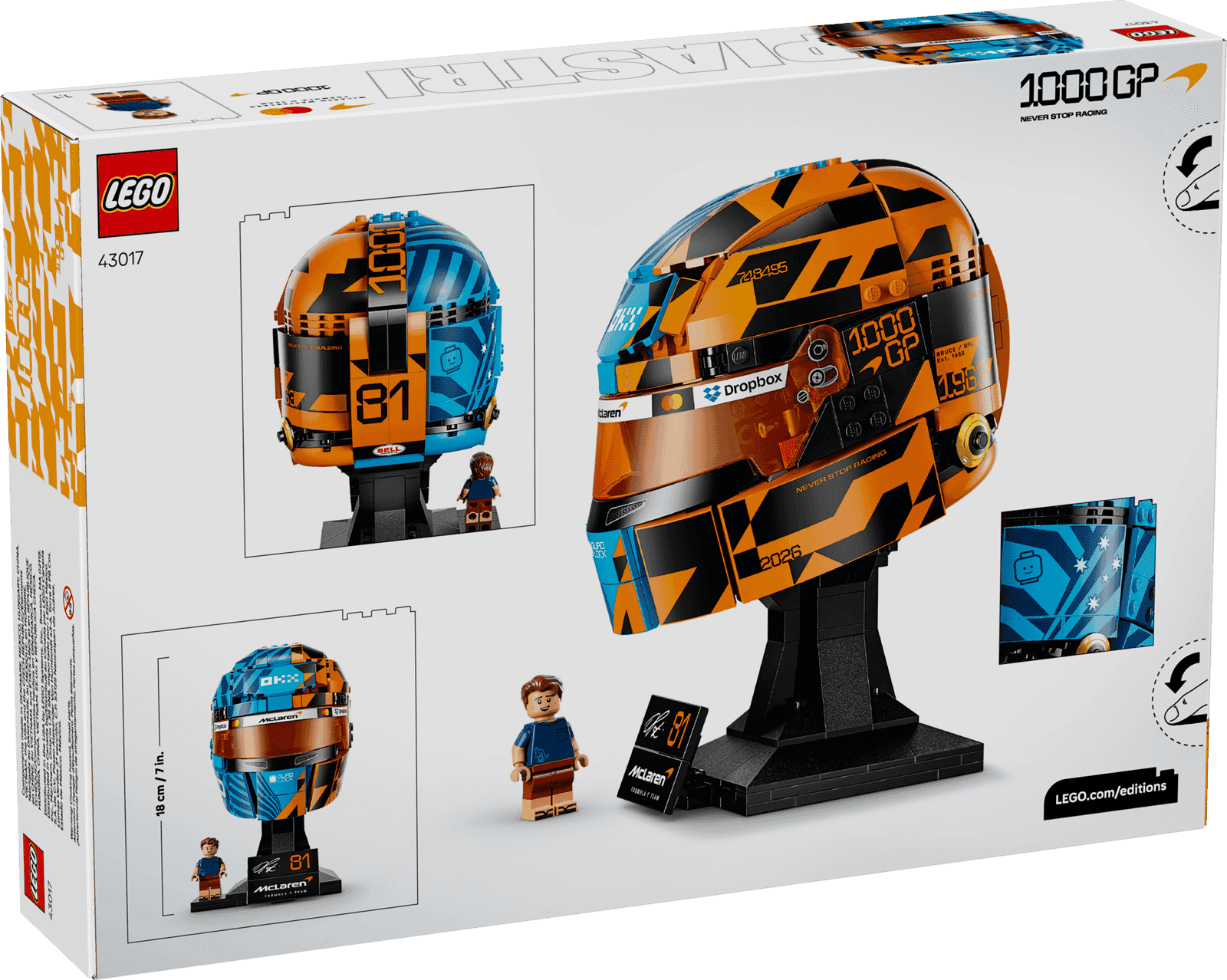 Lego Editions 43017 Mclaren Mastercard F1 Team: Casco De Oscar Piastri (3)