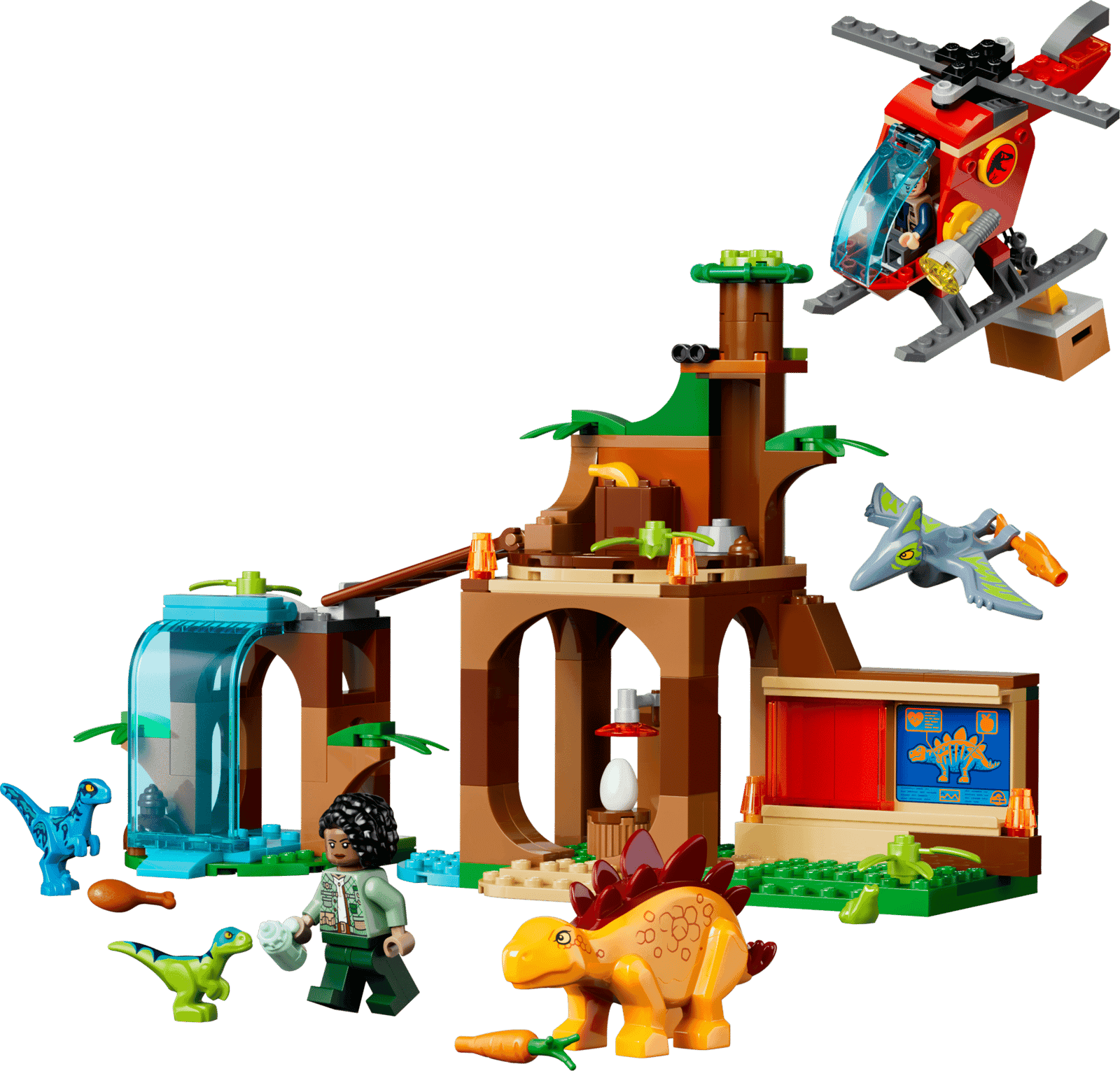 Lego Jurassic World 77981 Velocirraptor, Stegosaurus y Pteranodon: Mision De Rescate