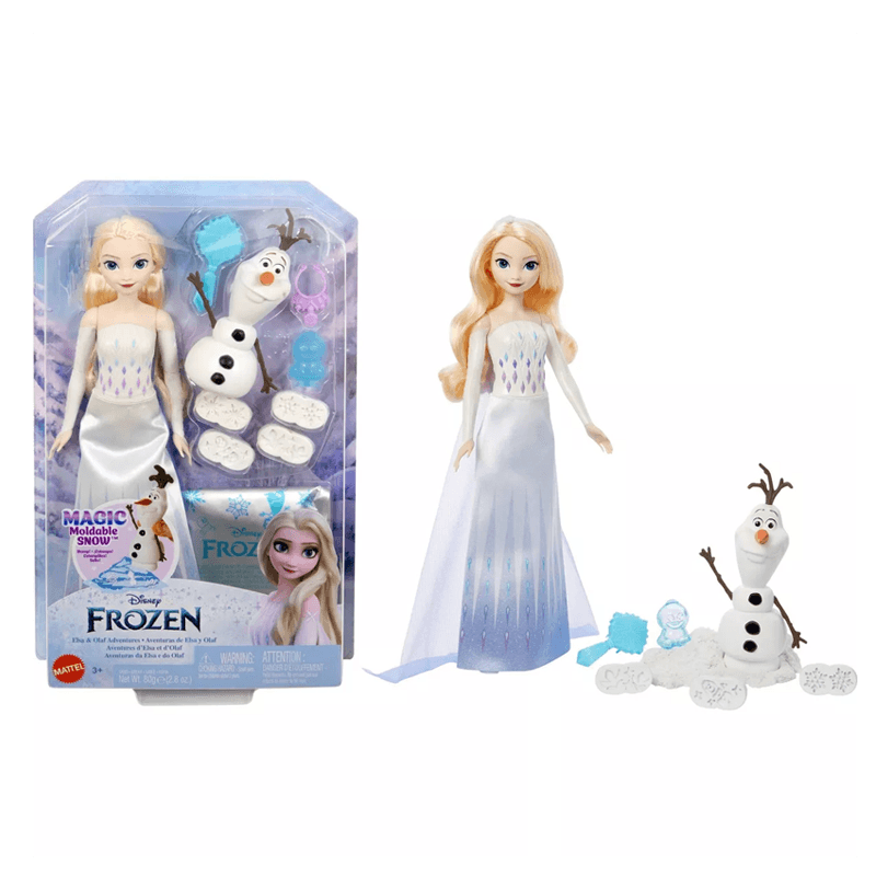 Mattel Disney Princesas Hyh10 Muñeca Elsa Y Olaf De Frozen Nieve Magica Moldeable