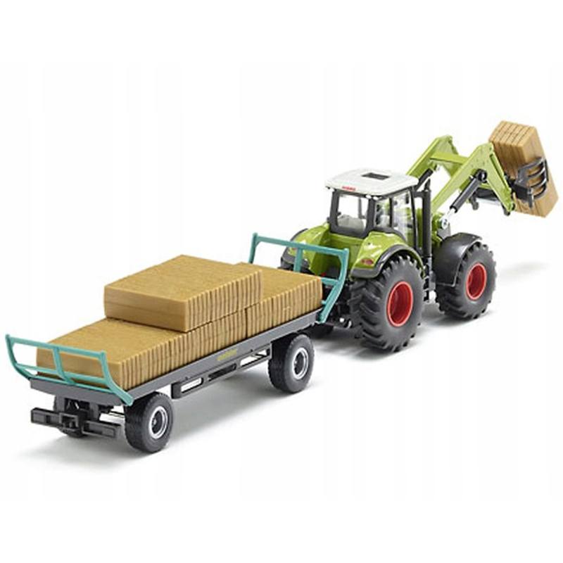 Siku Farmer 1946 Tractor Con Cuchara Para Pacas Cuadradas Y Remolque Para Pacas