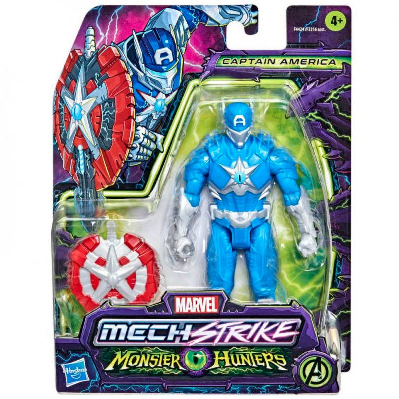 HASBRO Marvel F33165L00 Mech Strike Cazador de Monstruos Capitan America (Asst 3/4)