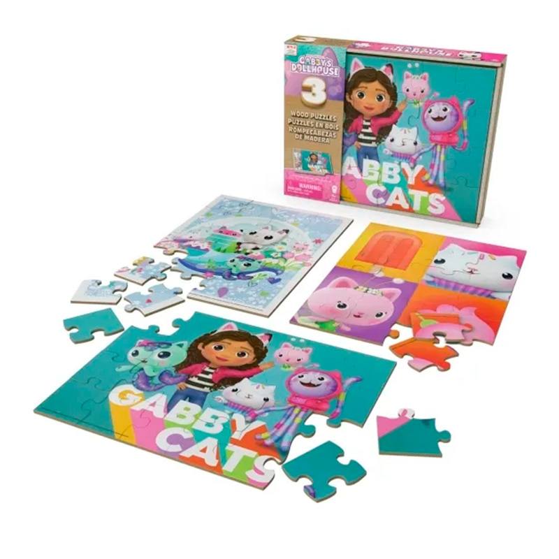 Spin Master Gabby'S Dollhouse 6066549 Set De 3 Rompecabezas De Madera