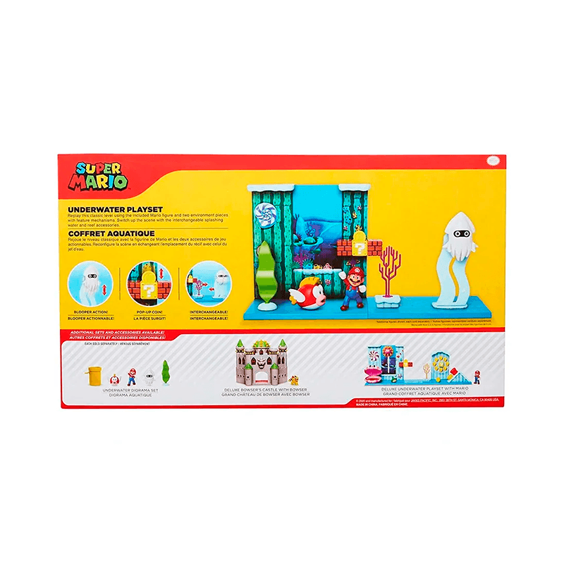 Jakks Pacific Nintendo 400184 Super Mario Playset Figura 2,5 Plg Coffret Subacuático