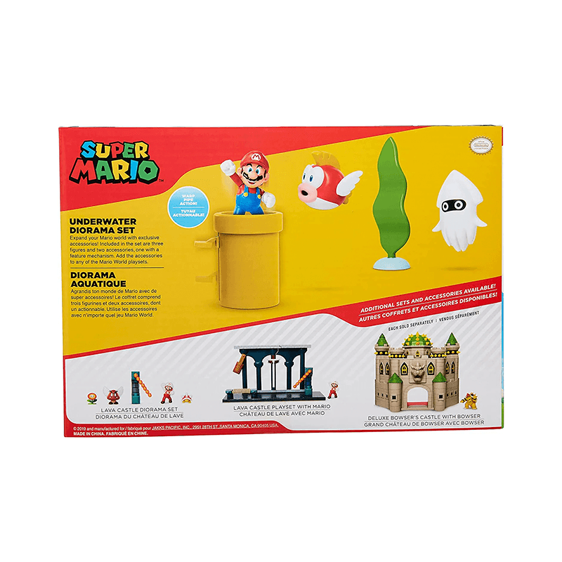 Jakks Pacific Nintendo 400164 Super Mario Set Figura 2,5 Plg Diorama Subacuático