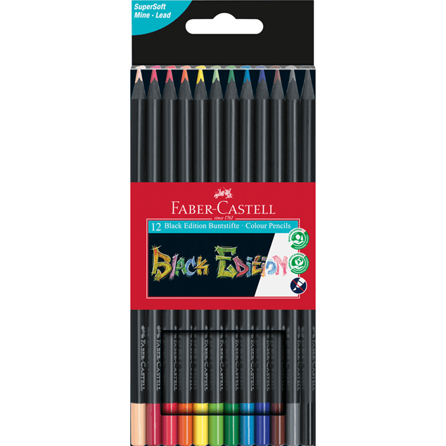 Faber Castell  Fc116413 Lápices De Colores Edición Negra Caja De Lata De 12 Quilates