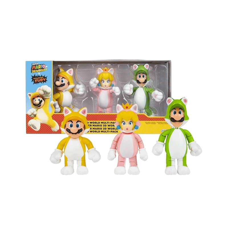 Jakks Pacific Nintendo 410414 Super Mario Bros 4 Plg 3D World Tri-Pack
