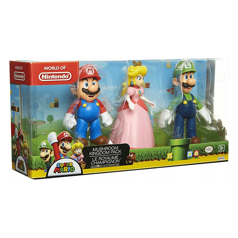 Jakks Pacific Nintendo 64511-4L Super Mario 4 Plg Reino Champiñon Tri-Pack