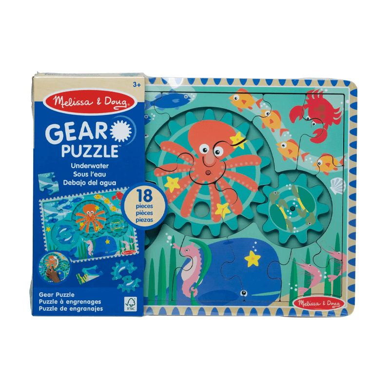 Melissa & Doug  31003 Rompecabezas De Engranajes De Madera Submarino 18 Piezas