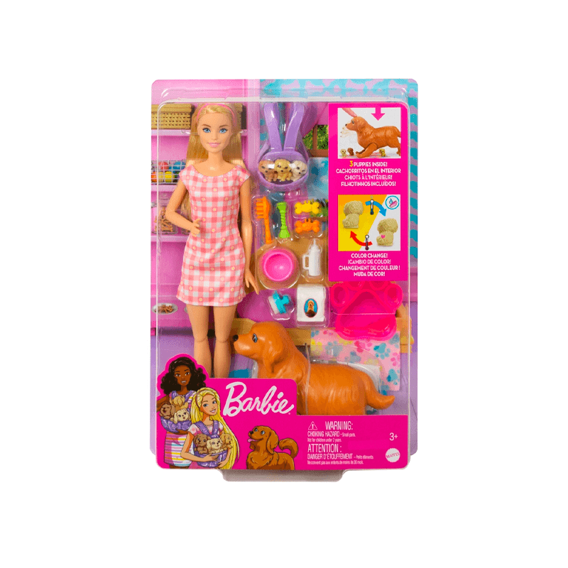 Mattel Barbie Hck75 Muñeca Con Cachorros Recien Nacido