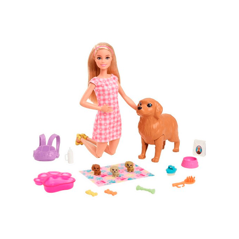 Mattel Barbie Hck75 Muñeca Con Cachorros Recien Nacido