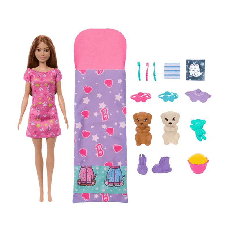 Mattel Barbie Hxn01 Juego De Fiesta De Pijamas Para Muñeca Barbie Y Cachorro