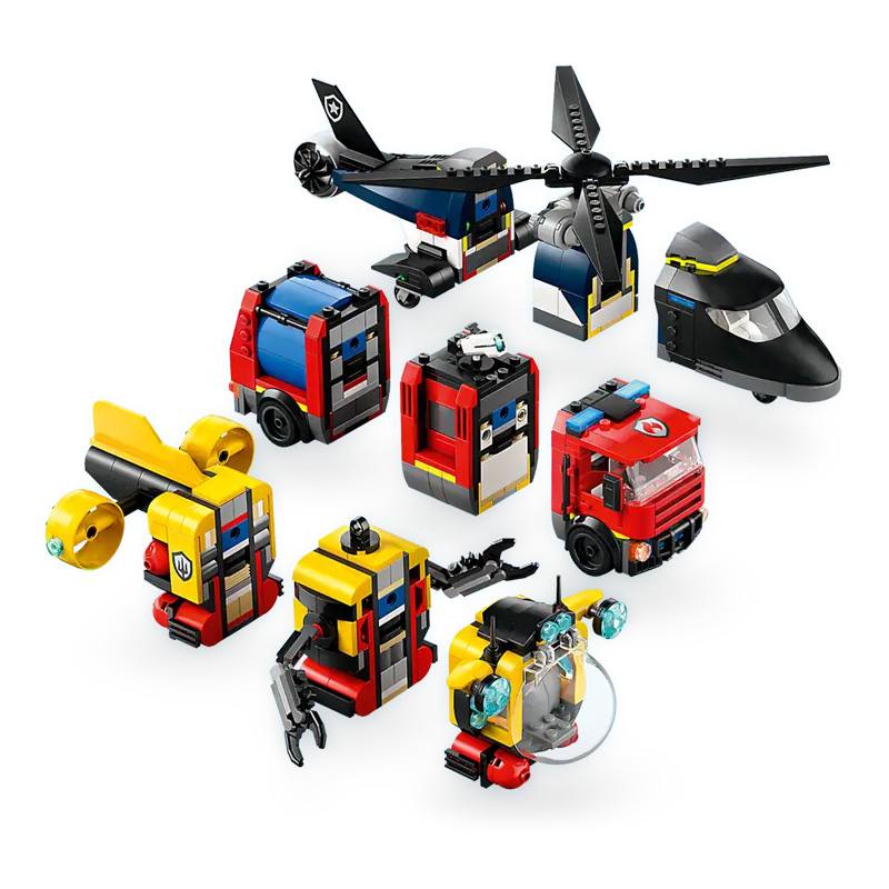 Lego City 60462 Set Helicóptero, Camión De Bomberos Y Submarino