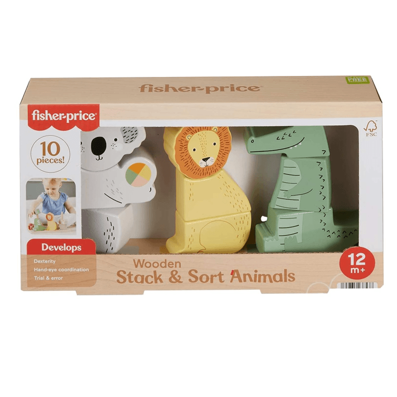 Mattel Fisher Price Hxv04 Animalitos Apilables De Madera