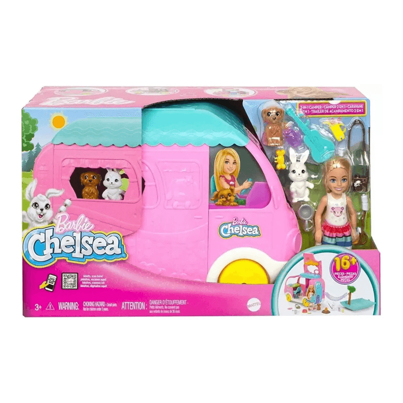 Mattel Barbie Hnh90 Muñeca Chelsea Remolque De Camping 2 En 1