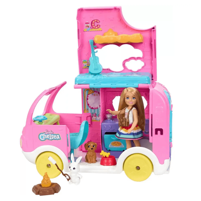 Mattel Barbie Hnh90 Muñeca Chelsea Remolque De Camping 2 En 1