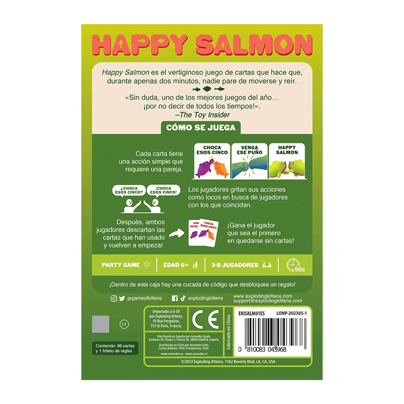 Exploding Kittens Llc  Ekisalm01Es Juego De Mesa Happy Salmon Spanish