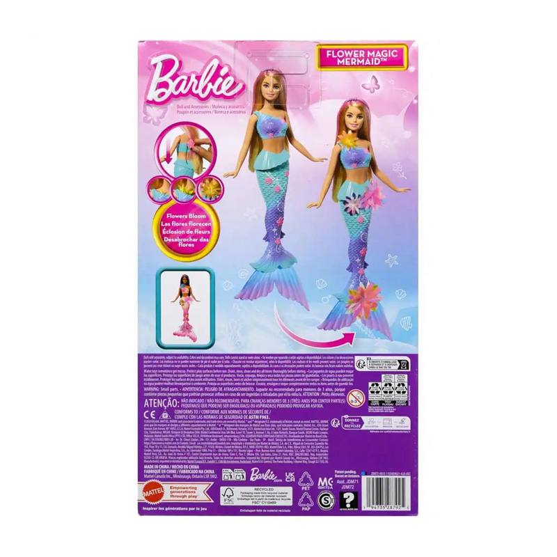Mattel Barbie Jdm72 Muñeca Sirena Flores Mágicas