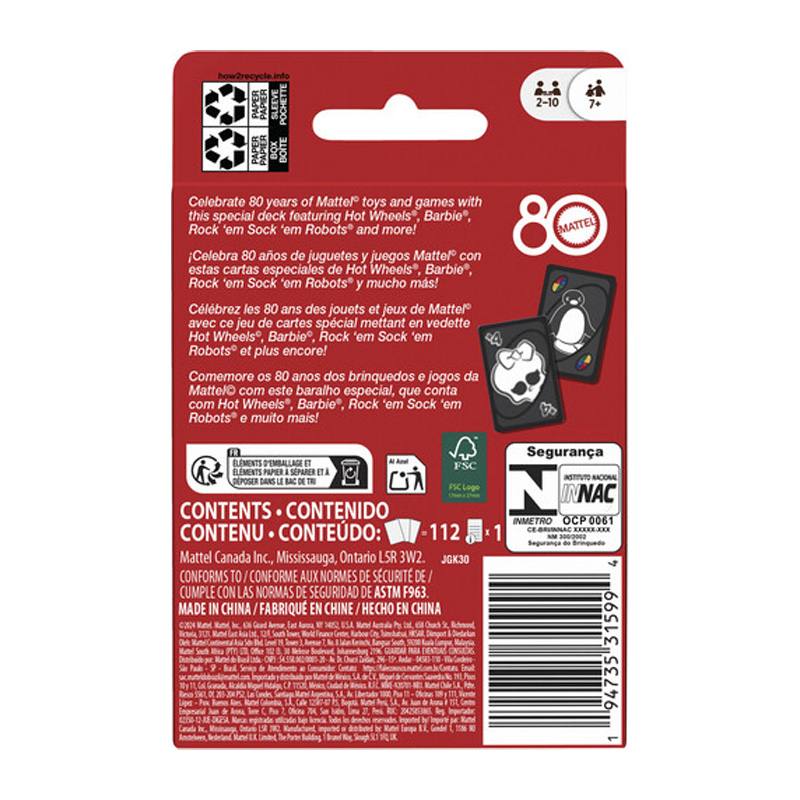 Mattel Games Jgk30 Uno 80º Aniversario Edición Rubí Rojo