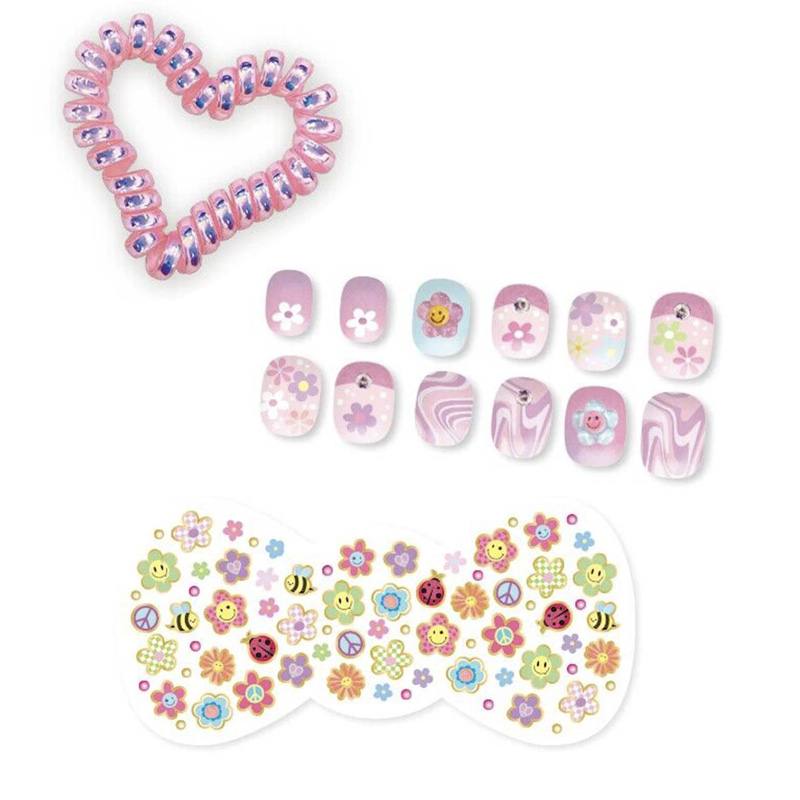 Hot Focus 30Gf Set De U–as Con Pegatinas / Colas Con Pulsera Groovy Flower