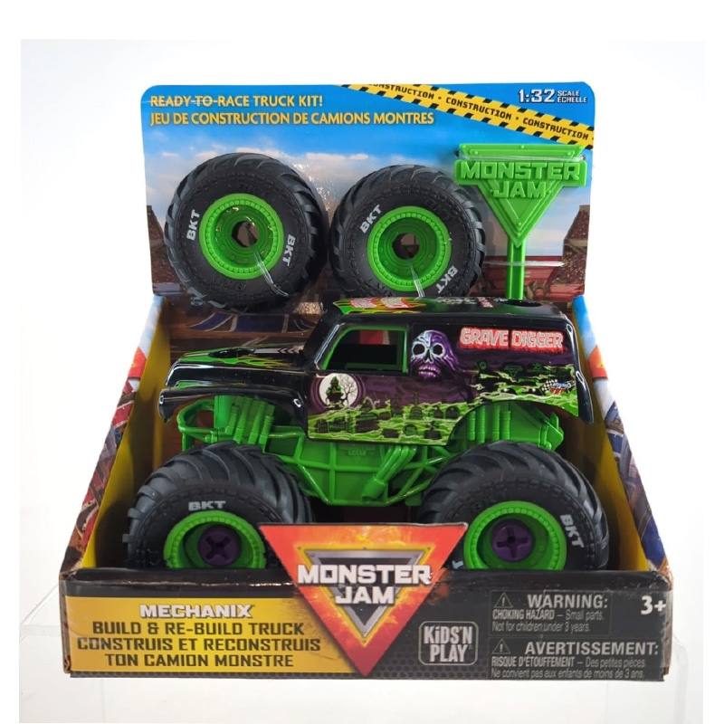 Spin Master Monster Jam 5004570 Mechanix 1 32 Construye Y Reconstruye Grave Digger - Tpr