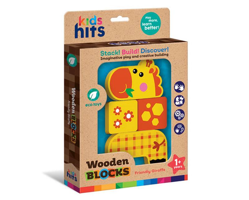 Kids Hits Blocks Kh20-003  Jirafa Amigable De Madera