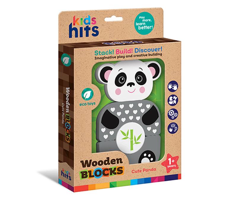 Kids Hits Blocks Kh20-004 Lindo Panda De Madera