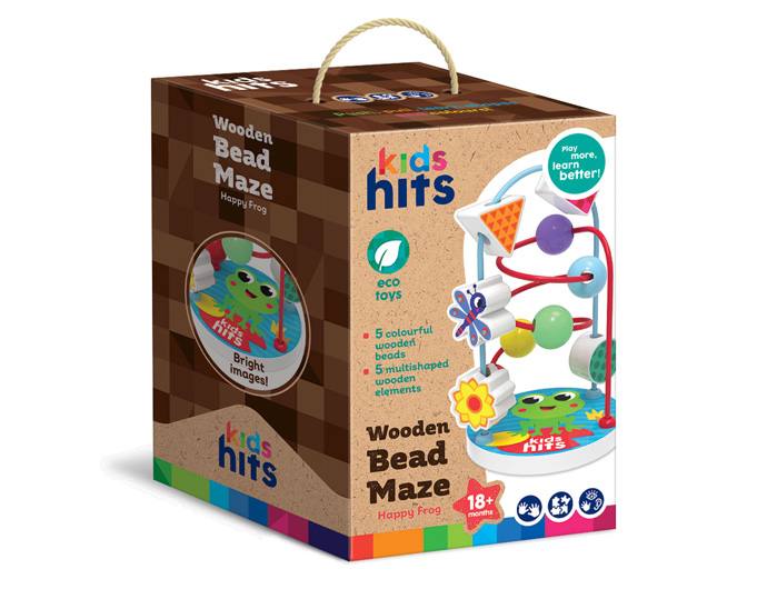 Kids Hits  Kh20-076 Laberinto De Cuentas De Madera Rana Feliz