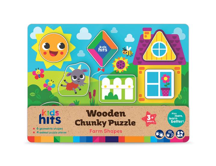 Kids Hits Farm Kh20-075 Rompecabezas Grueso De Madera Formas De Granja