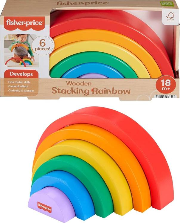 Mattel Fisher Price Hxt73 Arcoiris Apilable De Madera Fisher Price