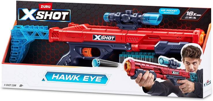 Zuru Xshot 36435 Hawk Eye Y Caja Abierta Granel Sin Interior 16 Dardos Y 6 Piezas